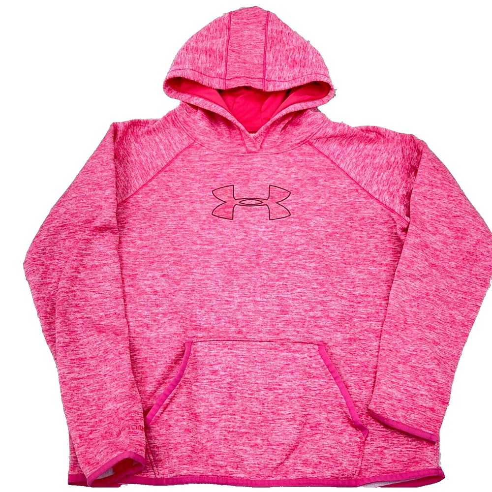 Under Armor Hoodie‎ Women Medium Pink Sweatshirt Sweater Heather Storm Cold Gear